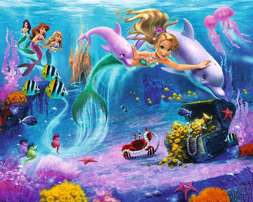 Walltastic Mermaids Kids Wall Mural, mermaid for kids HD wallpaper