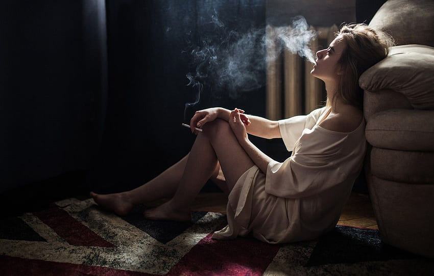 dziewczyna, dym, papieros, Andrey Frolov, dziewczyna pali Tapeta HD