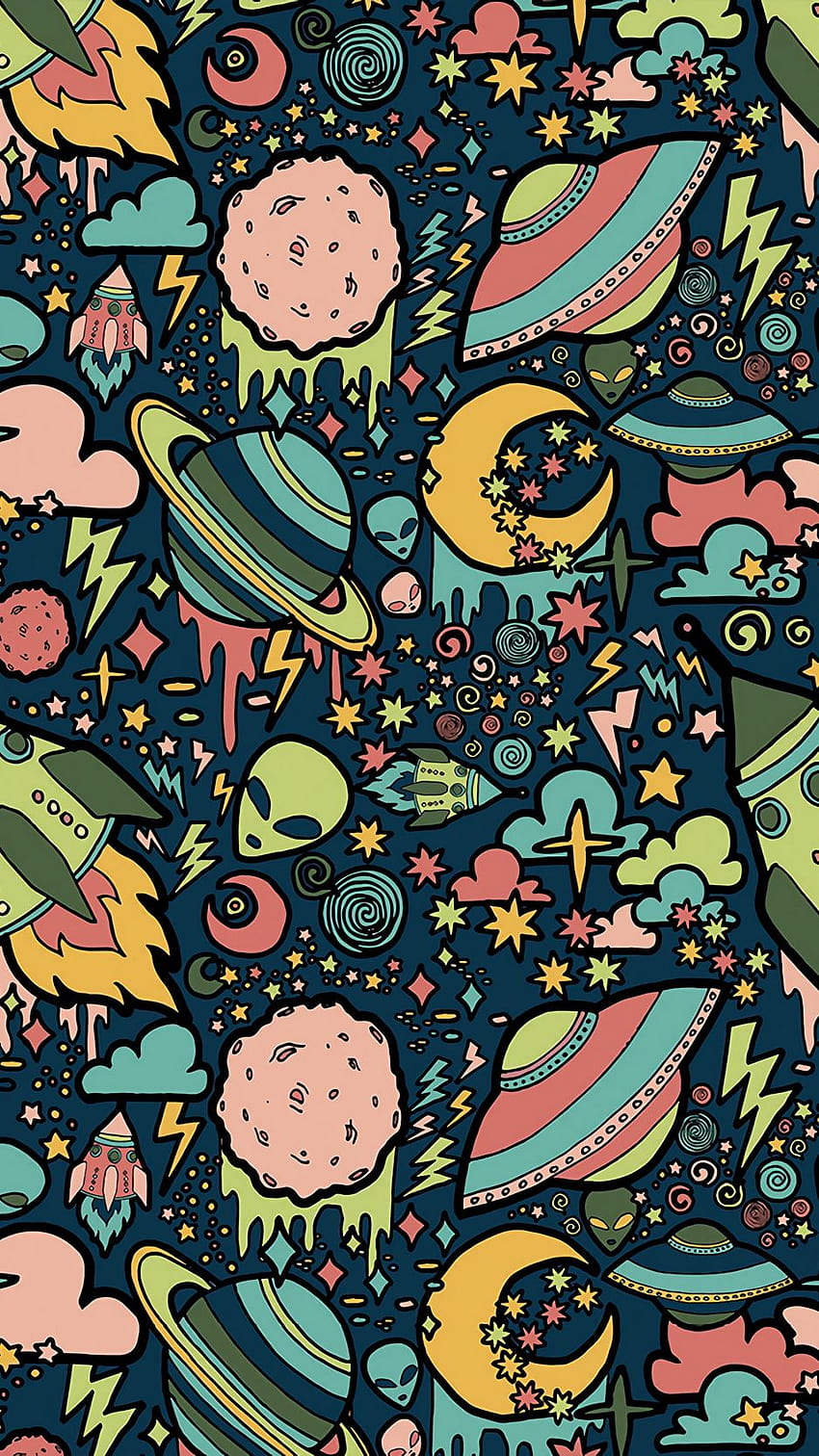 Texture, patterns, aliens, rockets, space, aesthetic alien HD phone wallpaper