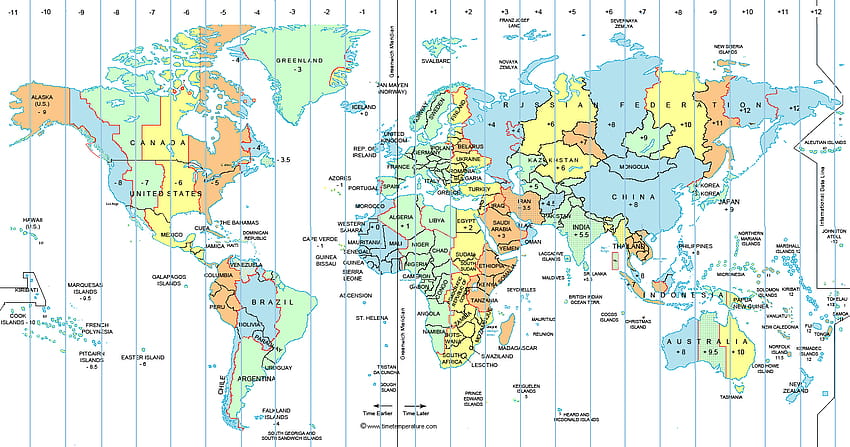 fusos horários do mapa do mundo papel de parede HD