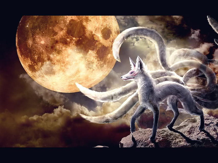 Kitsune, neunschwänziger Fuchs HD-Hintergrundbild