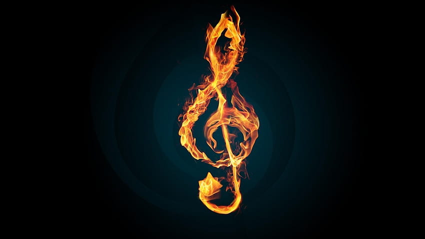 Flaming treble clef, g clef HD wallpaper