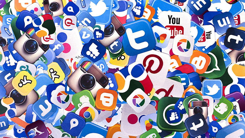 Sieć społecznościowa, logo mediów społecznościowych Tapeta HD