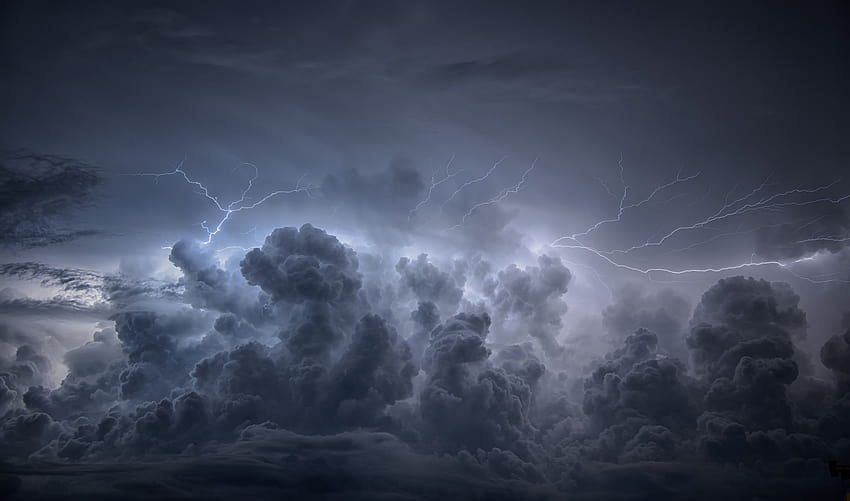 Nube, cielo de palma de tormenta eléctrica fondo de pantalla