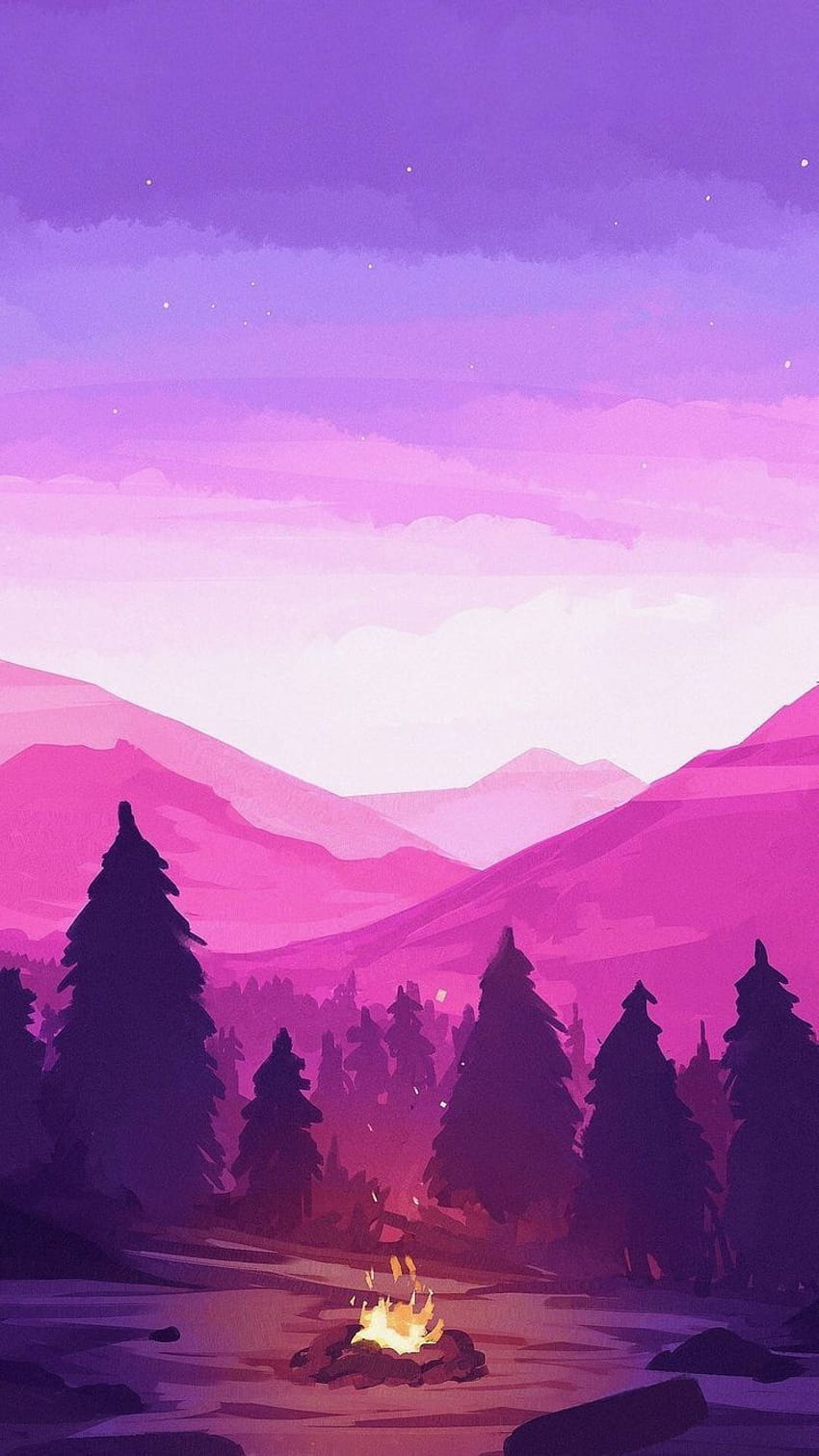 Phone, anime purple landscape HD phone wallpaper