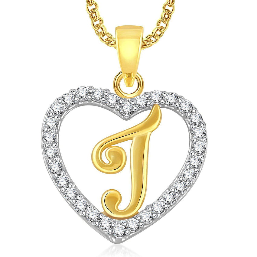 Buy Meenaz 'J' Letter Heart With Chain Gold Plated In American HD phone wallpaper