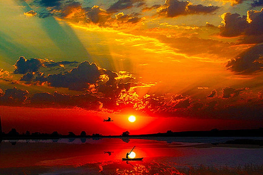 Sonnenuntergang: Natur Magischer Sonnenuntergang Himmel Moment Schönheit HD-Hintergrundbild