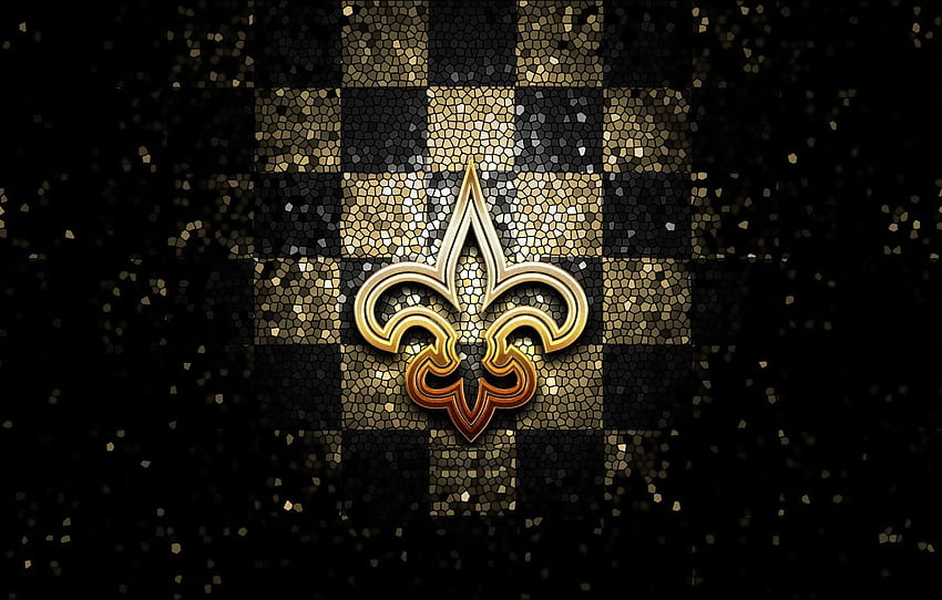 olahraga, logo, NFL, kilau, berpetak-petak, New Orleans Saints , bagian спорт, logo santo Wallpaper HD