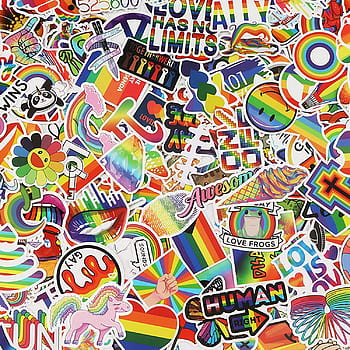 50PCS Gay Pride Stickers Bright Technicolor Water Bottle Gay Love ...