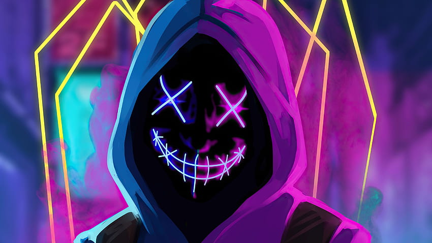 Mask Neon Guy, Artist, Backgrounds, and, purple guy HD wallpaper