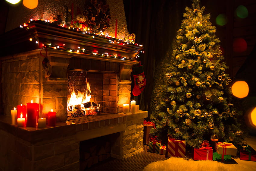 175 Fireplace, christmas fireplace HD wallpaper