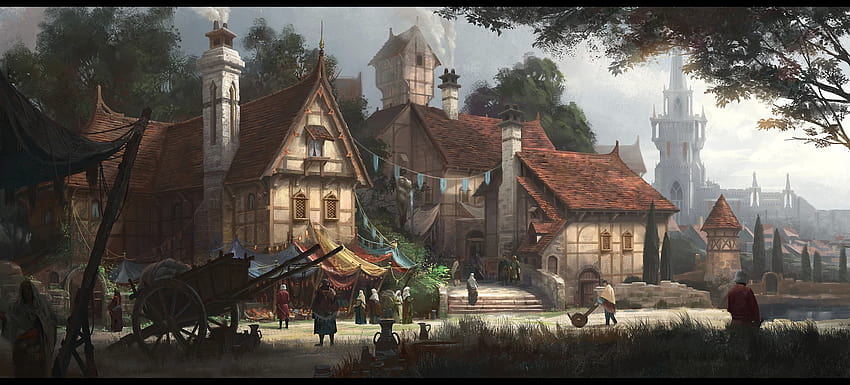 Medieval village 1920 × 869 : r/ HD wallpaper
