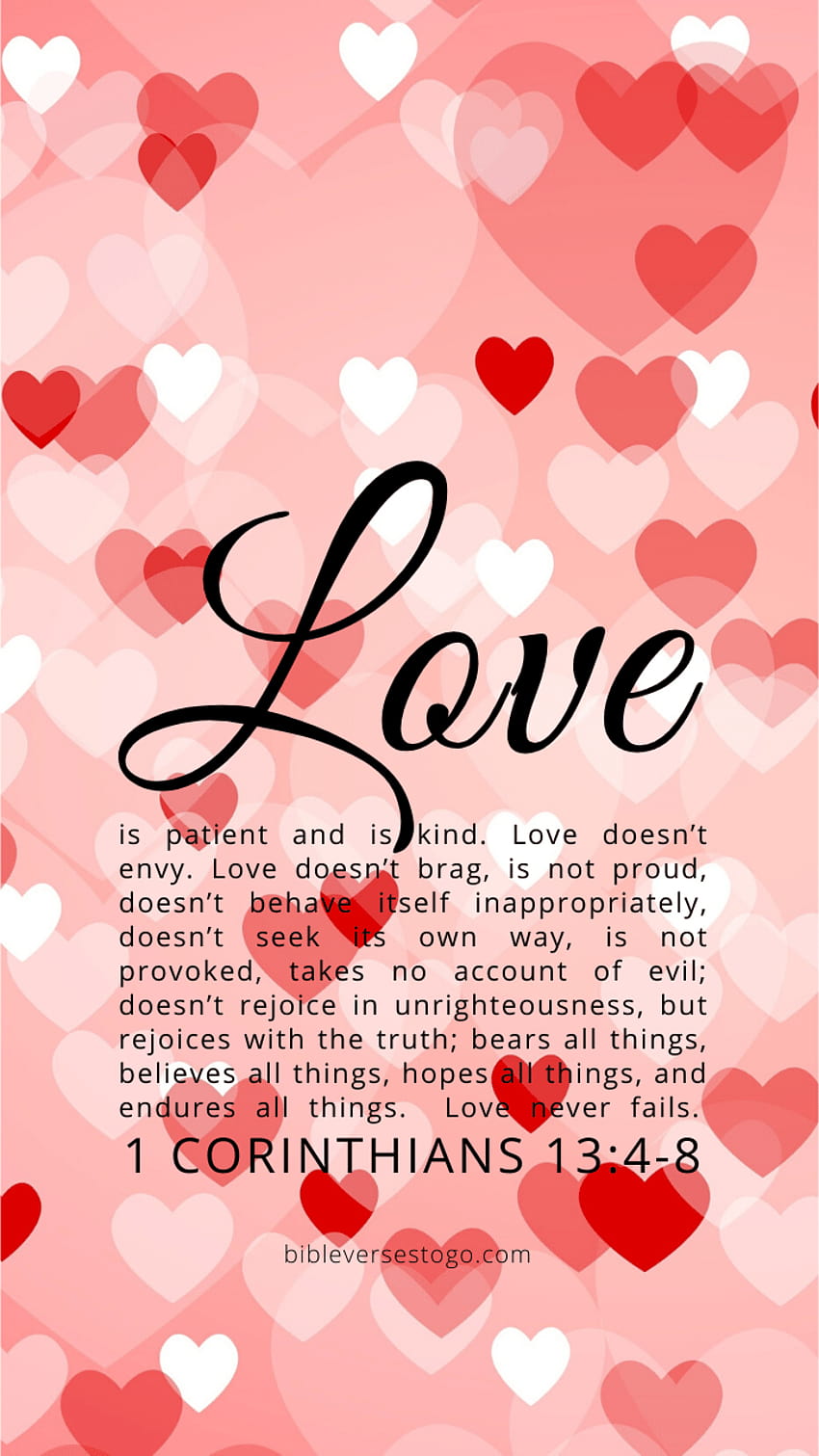 Hearts 1 コリント 13:4、クールな愛は決して終わらない HD電話の壁紙