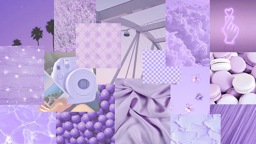 薄紫の美的コラージュ、薄紫の美的PC 高画質の壁紙