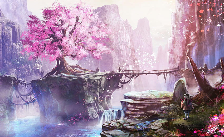 233 Cherry Blossom, kiraz çiçeği animesi HD duvar kağıdı