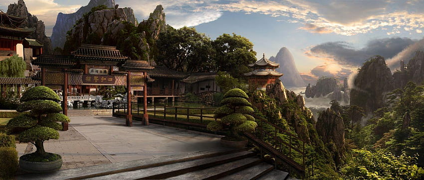 Templo Shaolin, monje de kung fu fondo de pantalla