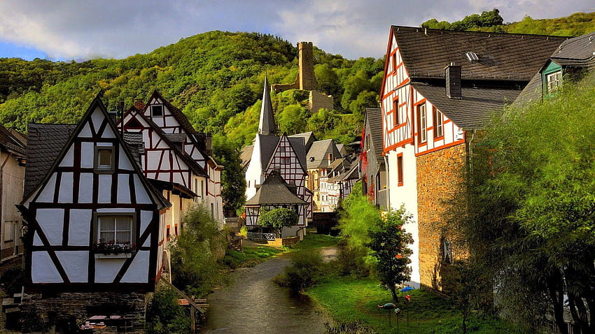 cenário de aldeia na cidade da Alemanha, da alemanha papel de parede HD