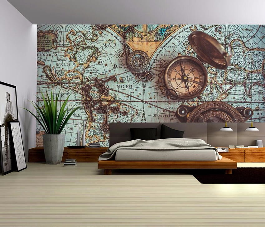 wellyu Customized large 3D retro world map pocket watch family living room bedroom backgrounds HD wallpaper