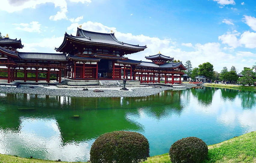 lagoa, Parque, Japão, templo, Japão, Uji, Uji, O byodo, o byodo no templo papel de parede HD