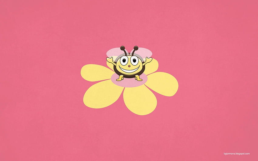 My Grinning Mind: Happy Cartoon Bee Kids Illustration, cute pink cartoon HD wallpaper