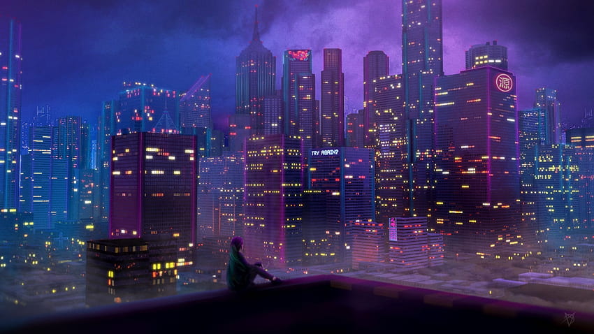 Anime City Night Time, city anime night HD wallpaper | Pxfuel