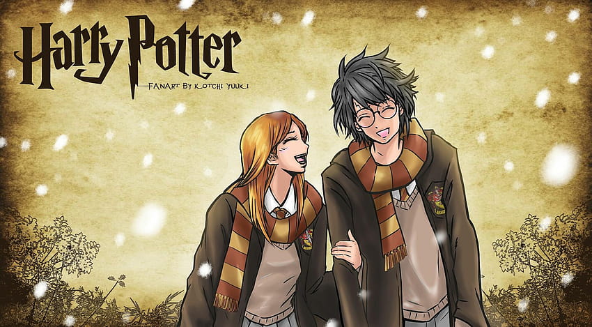 Ginny Weasley Cartoon, harry potter and ginny weasley HD wallpaper