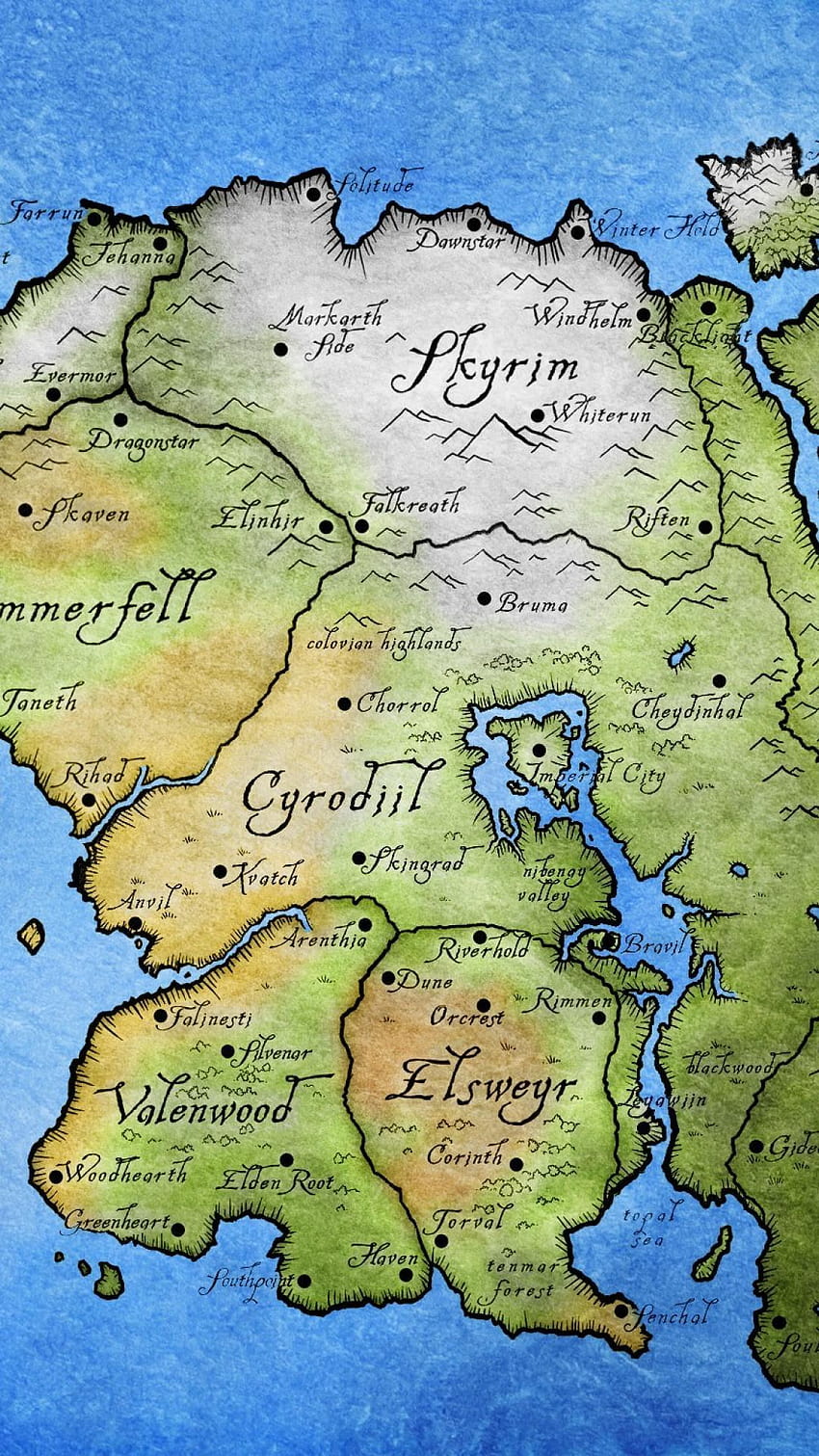 Tamriel the Elder zwoje mapy, mapa Tamriel Tapeta na telefon HD