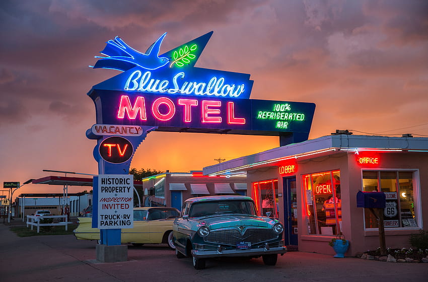 : road, summer, vacation, USA, newmexico, classic, Ford, america, Canon, vintage, landscape, eos, route66, automobile, neon, honeymoon, tx, motel, roadtrip, historic, amarillo, 5d, Mustang, nm, musclecar, mk3, motherroad, blueswallow, murica, summer usa HD wallpaper