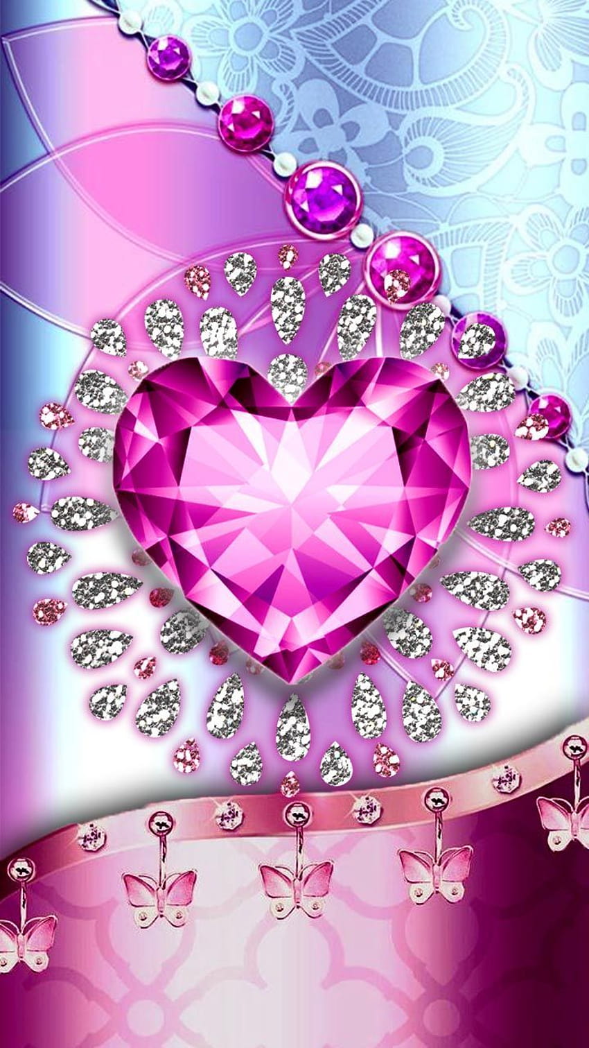 O que é mais luxuoso do que uma arte em diamantes? Coração de diamante rosa Papel de parede de celular HD