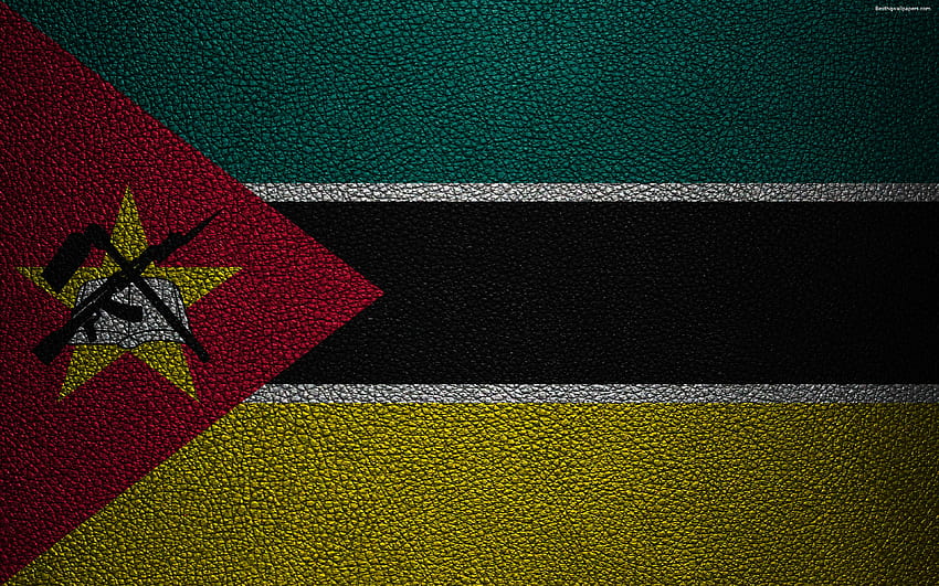 Flag of Mozambique, leather texture, Africa, mozambique flag HD wallpaper
