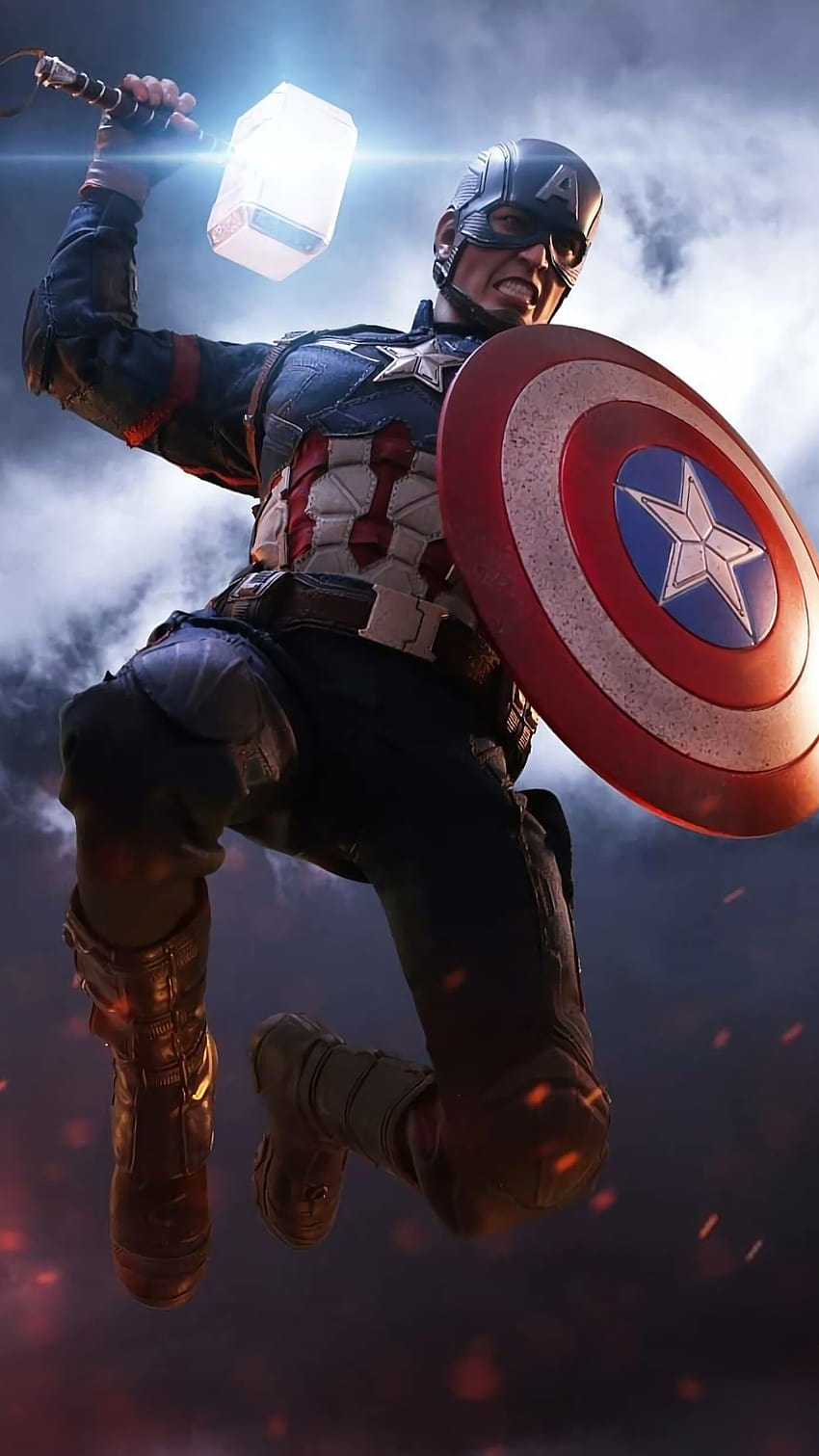 330526 Captain America, Mjölnir, Hammer, Schild, Avengers Endgame, Telefon, Hintergründe und Captain America iPhone HD-Handy-Hintergrundbild