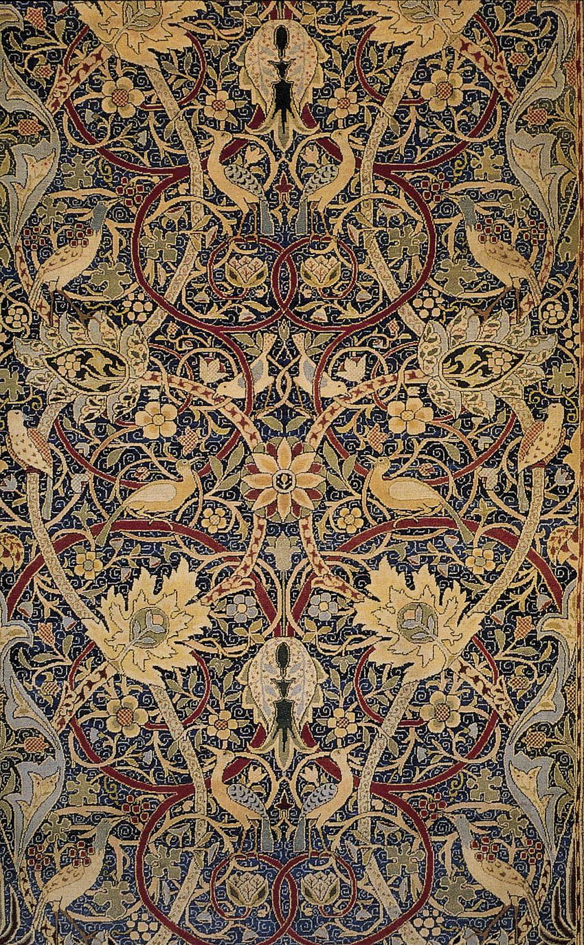 Illustrazione: William Morris. Disegno del tappeto Bullerswood, 1889 Sfondo del telefono HD
