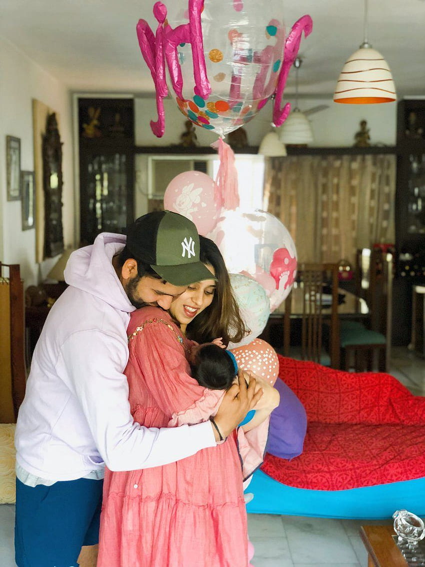 Indien vs. Neuseeland 2019: Rohit Sharma vermisst seine Frau Ritika Sajdeh und seine Tochter HD-Handy-Hintergrundbild