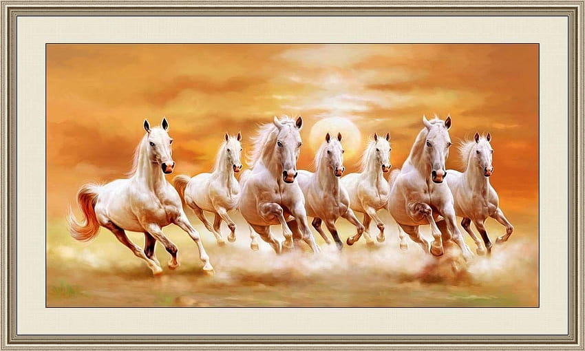 Shine India Large Size 7 Horse In Right Direction Painting, 7horse HD wallpaper
