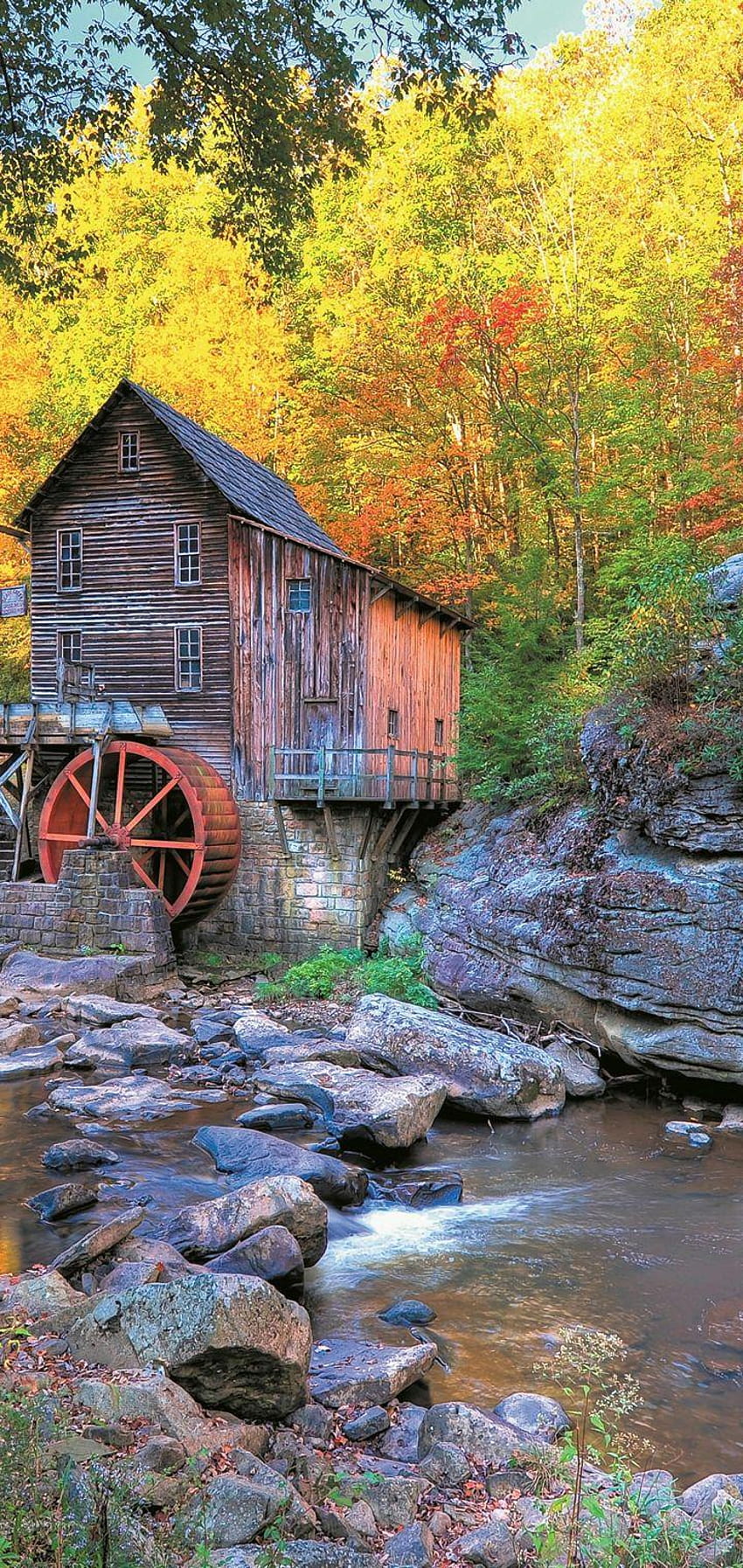 USA Stones Autumn Mill Glade, glade creek mill HD phone wallpaper