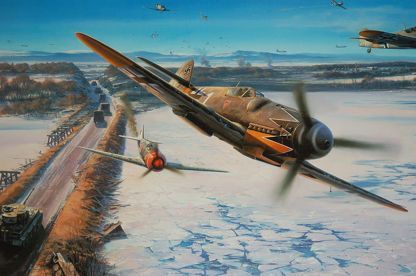 Brązowy i szary samolot, II wojna światowa, Messerschmitt, samoloty z drugiej wojny światowej Tapeta HD