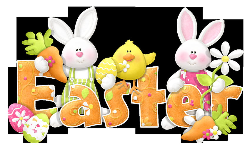 Easter Transparent Cute Text PNG Clipart, happy easter bunny HD wallpaper