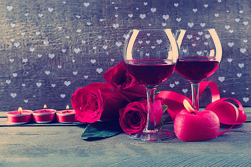rose Wine Wine color Flowers Candles Stemware HD wallpaper