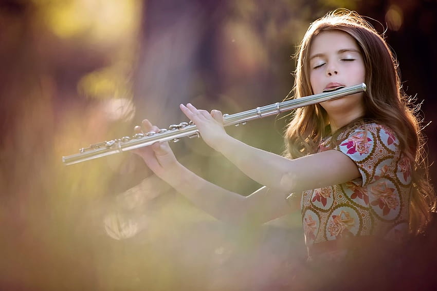 girl and flute HD wallpaper
