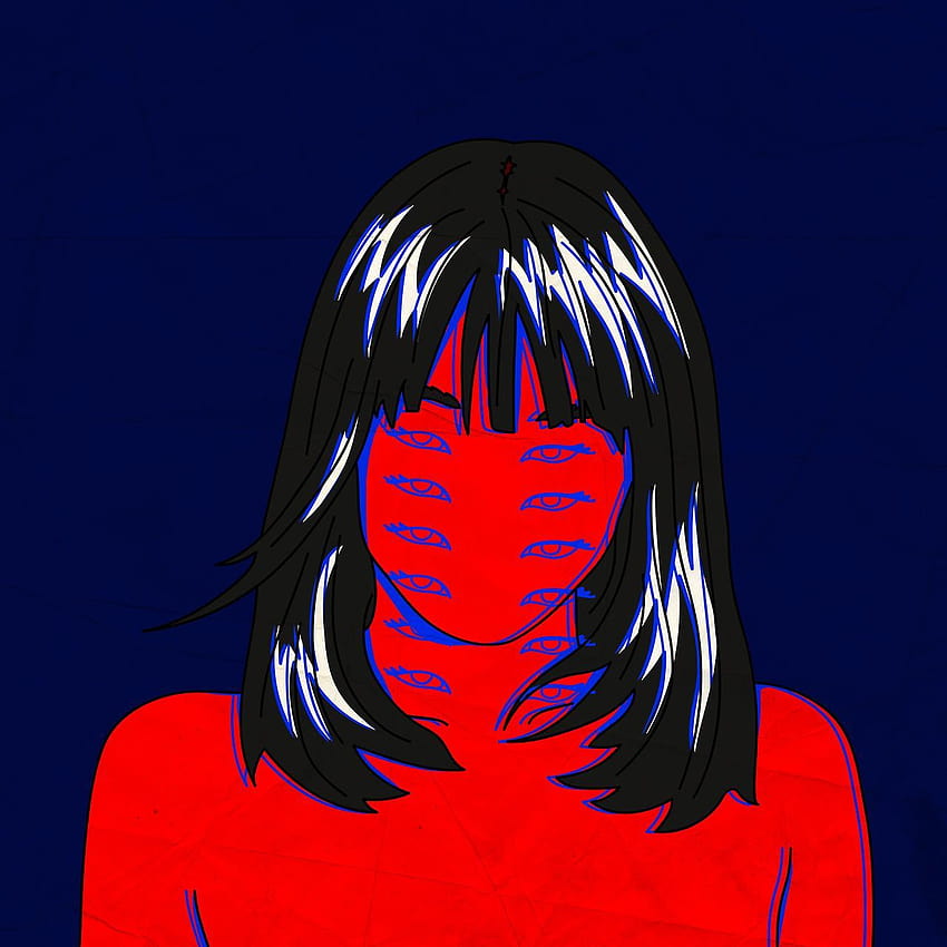 Unsicherheit, rotes Anime-Mädchen gruselig HD-Handy-Hintergrundbild