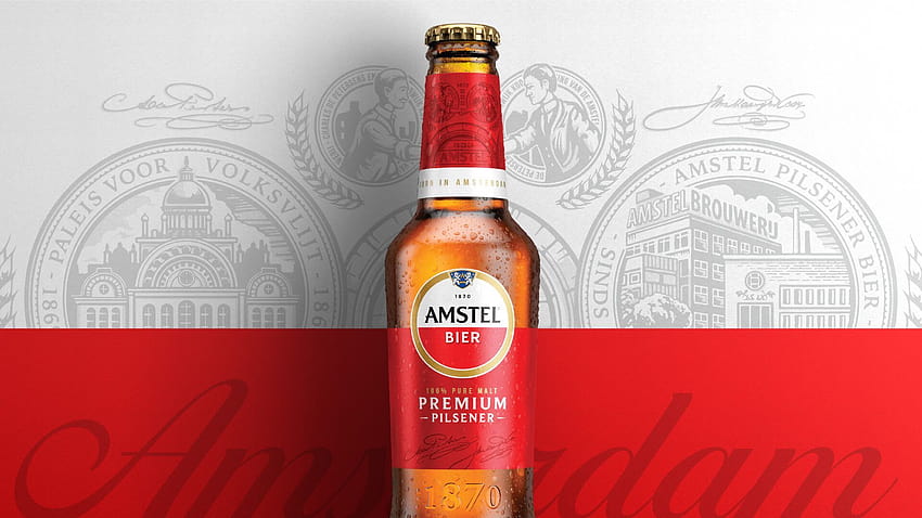 แบรนด์ใหม่: โลโก้ใหม่และบรรจุภัณฑ์สำหรับ Amstel by Elmwood โรงเบียร์แอมสเทล วอลล์เปเปอร์ HD