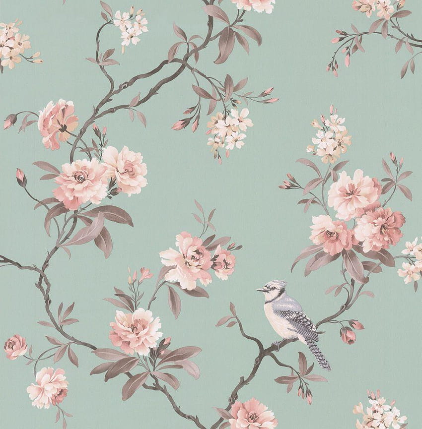 Bird Song, 40768, s de diseño floral de sakura rosa y marrón y fondo de pantalla del teléfono