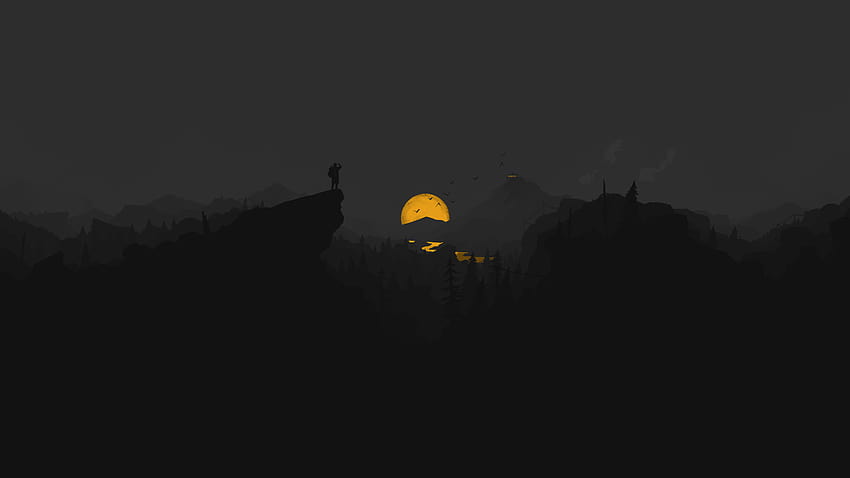 Firewatch Dark Night Minimalism Videospiellandschaft, minimalistische schwarze Landschaft HD-Hintergrundbild