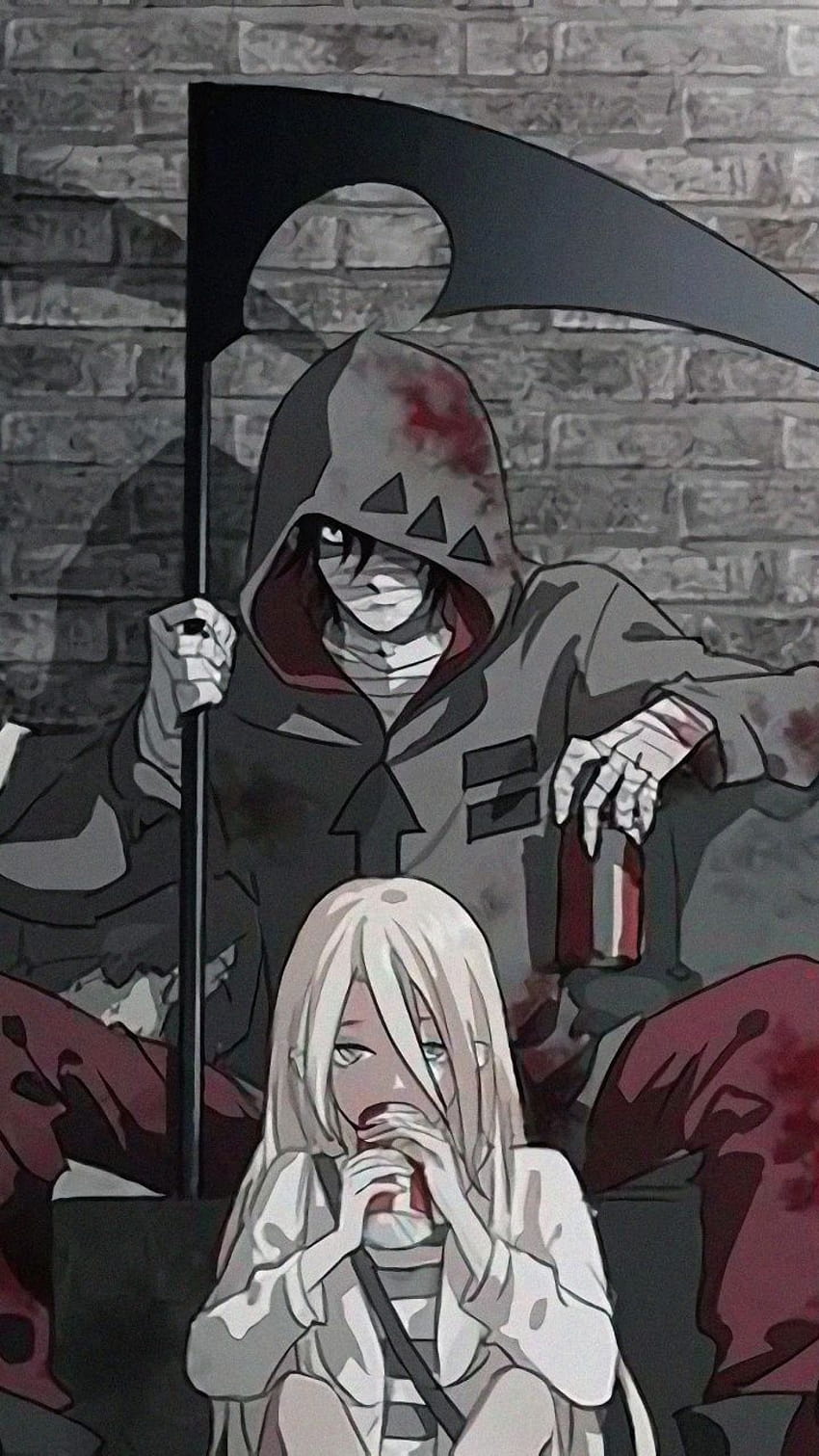 Rachel Gardner i Zack, czarno-białe, anime, 720x1280, anioły śmierci satsuriku no tenshi Tapeta na telefon HD