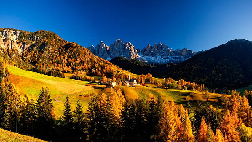 Val Di Funes Dolomites อิตาลี วอลล์เปเปอร์ HD