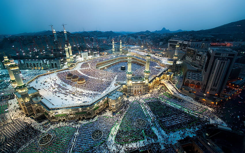Masjid Al Haram o Mezquita Sagrada Gran Mezquita en La Meca es la mezquita más grande del mundo y rodea el lugar más sagrado del Islam..., torre de la meca fondo de pantalla