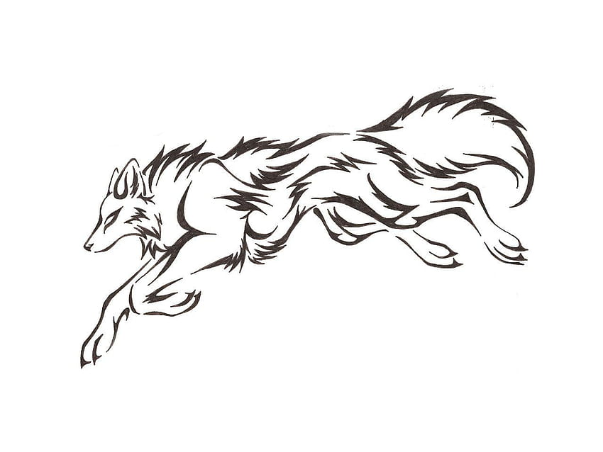 Running Wolf Tattoo, wolf drawings HD wallpaper