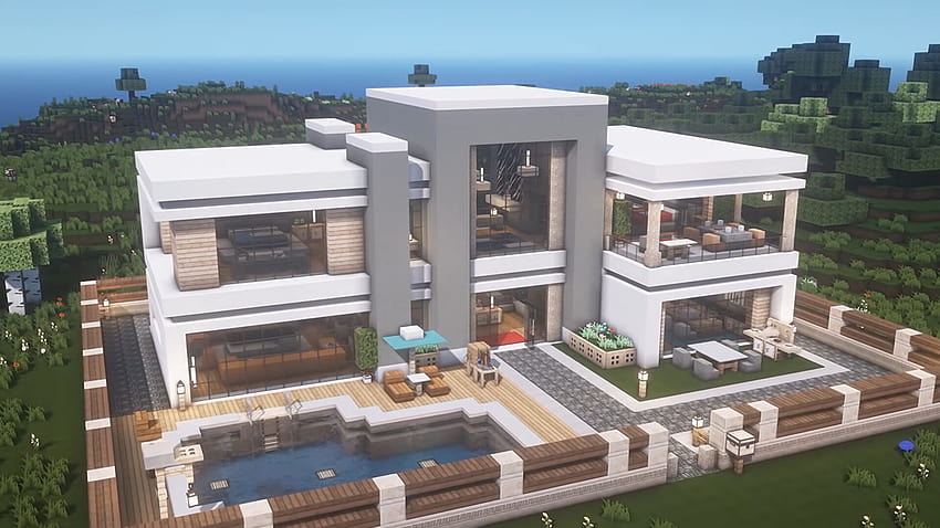 40 best Minecraft house ideas and designs for 1.19, minecraft modern house HD wallpaper