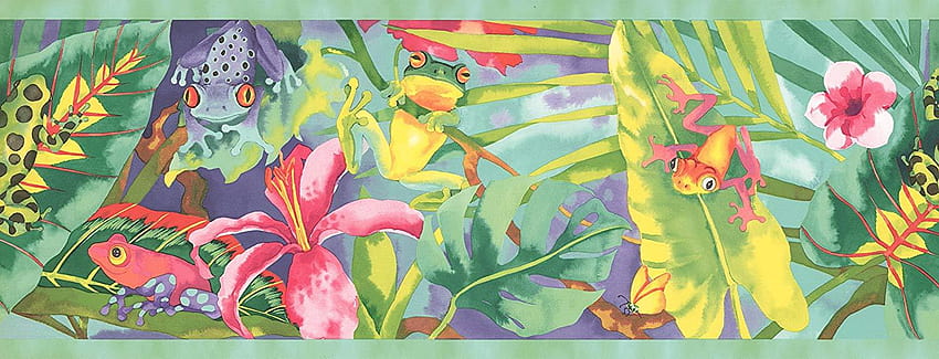 Border Watercolor Rainbow Rainforest Frogs 9 HD wallpaper