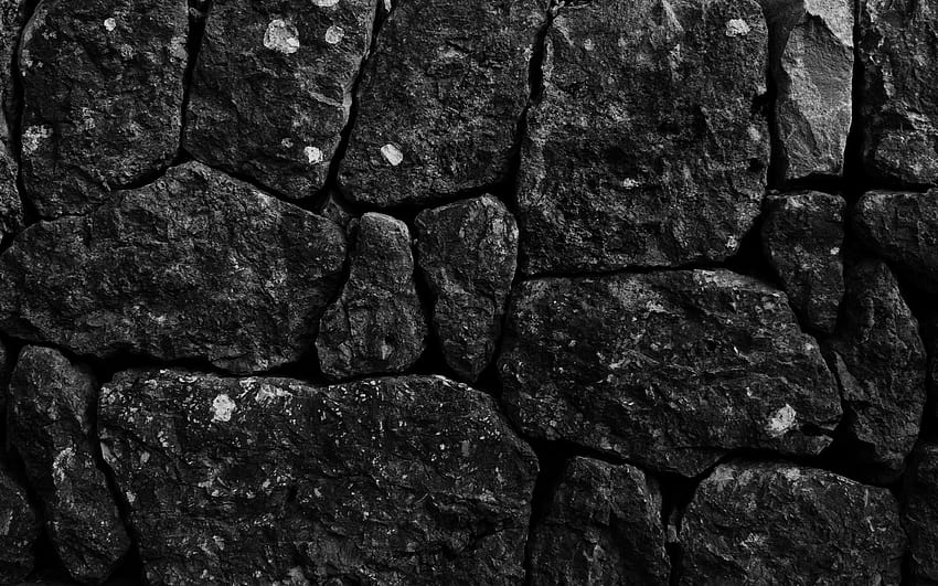 black stone wall, close, rock texture HD wallpaper